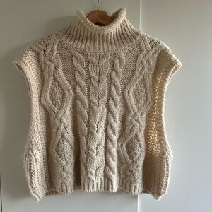 Oak + Fort Cropped Cable Knit Turtleneck Sweater Vest